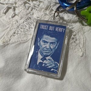 Ronald Reagan "Trust But Verify" Blue Keychain